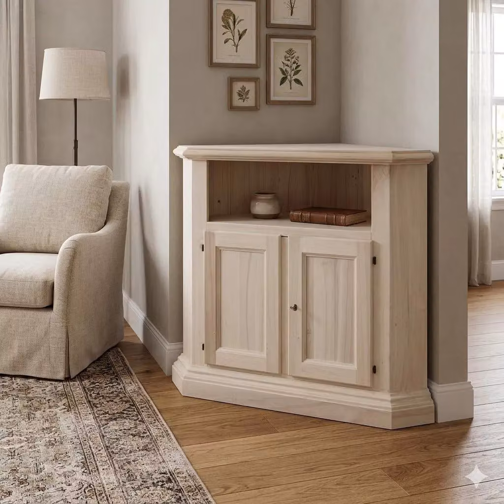 Porta TV angolare in legno classico con 2 porte e serratura Mobili 2G L/P/H: 73 x 73 x 83 cm – 1