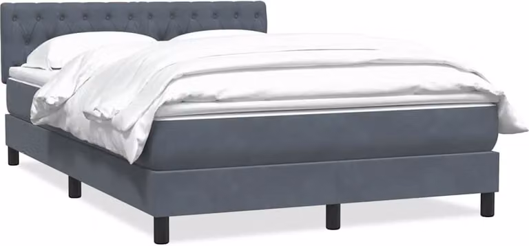Giroletto a Molle con Materasso Grigio Scuro 160x210 cm Velluto