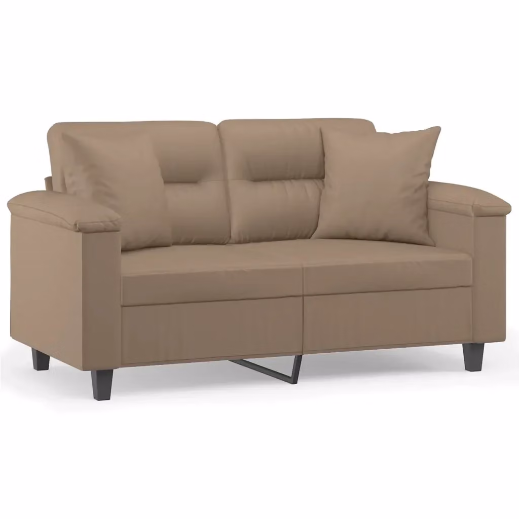 Divano letto a 2 posti vidaXL in similpelle beige con cuscini e struttura in metallo per soggiorno L: 150 cm, P: 80 cm, H: 77 cm – 2