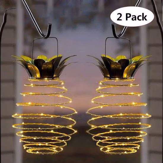 Set di lampade solari da esterno - Lampada solare impermeabile a forma di ananas con 60 LED per giardino, cortile, terrazza, prato, cortile sul retro, vialetto e spazi esterni.