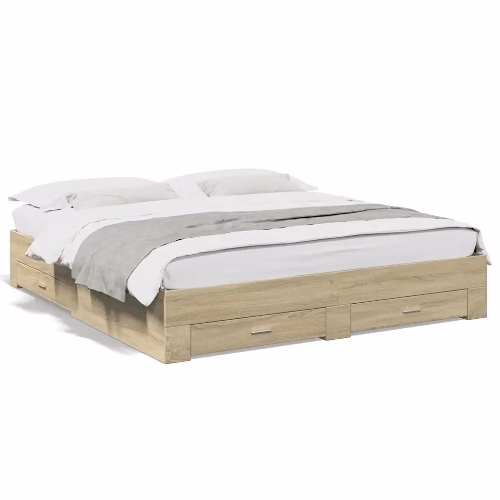 Giroletto con cassetti vidaXL in legno Rovere Sonoma, L/P/H: 183 x 203 x 32 cm, 180x200 cm – 2