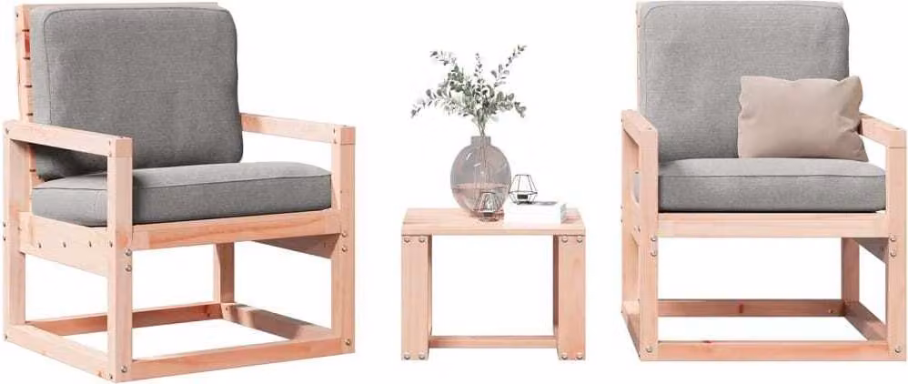 Maison Exclusive - Set da lounge per giardino, composto da 3 pezzi, in legno massello di douglasia