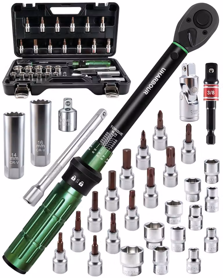 Omgoods - Set di 31 chiavi per bulloni con attacco da 3/8 di pollice e coppia regolabile da 5 a 60 Nm