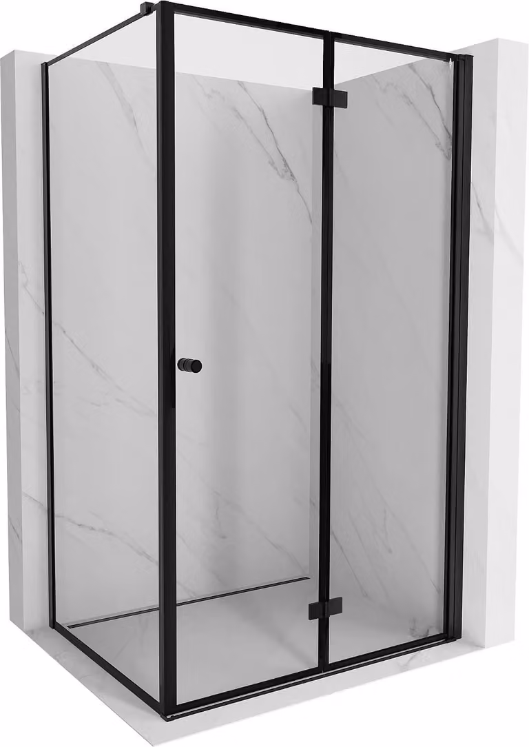 Mexen Mist-F cabina doccia pieghevole destra 95 x 85 cm, cornice nera, nero - 8A6T-095-085-70-70-P
