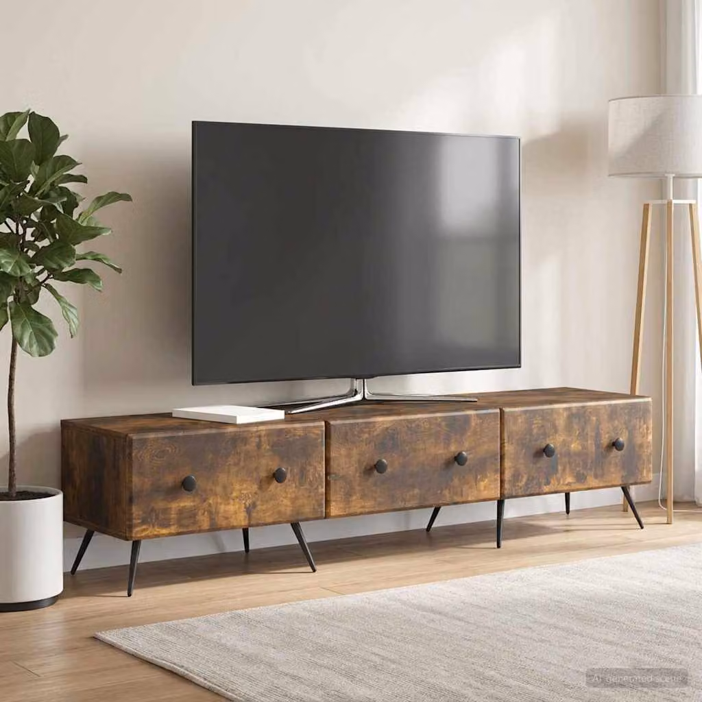 Mobile TV vidaXL in Rovere Fumo, L: 147 cm, P: 34,5 cm, H: 30 cm