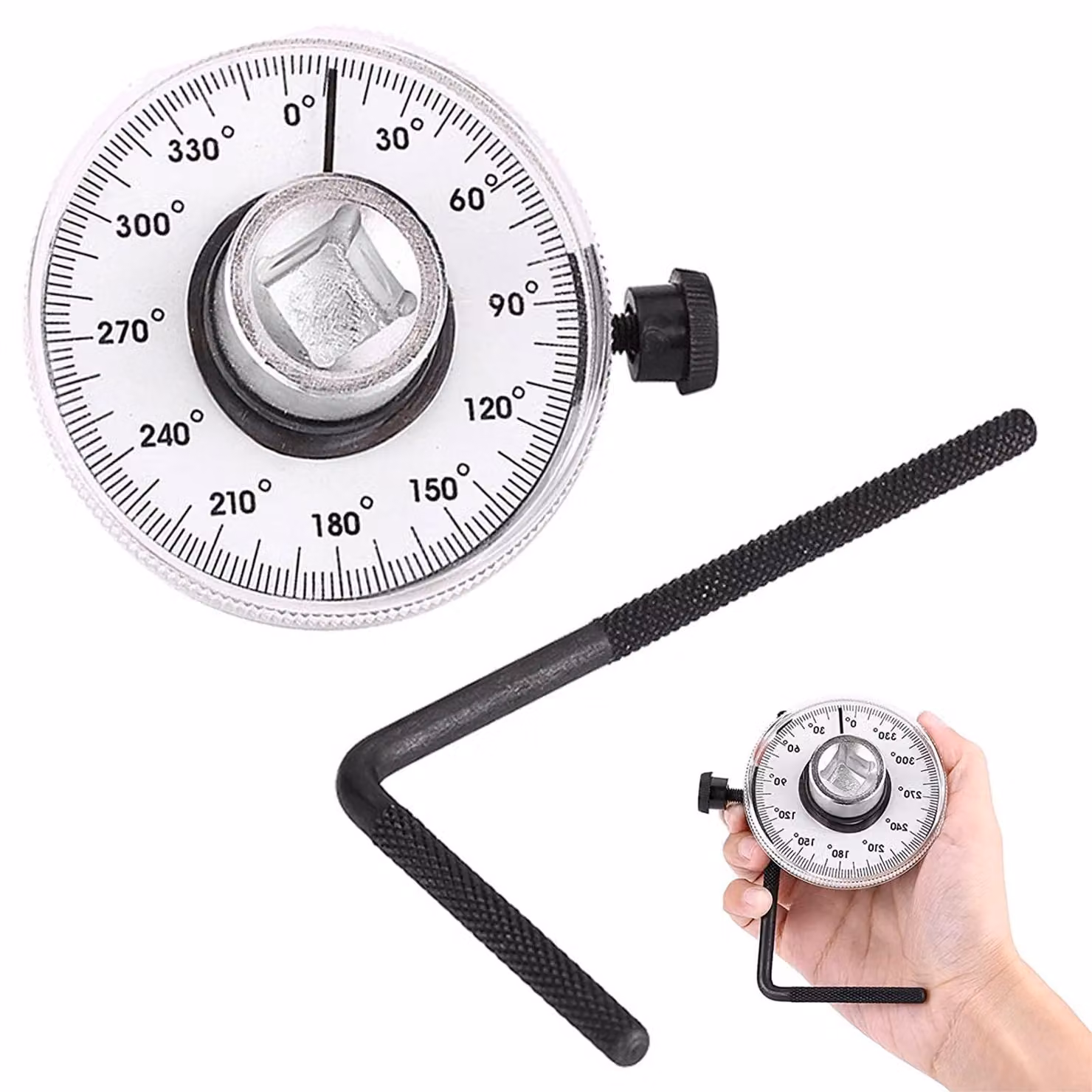 Misuratore di coppia angolare, confezione da 2, scala da 360°, 27,5 cm, colore nero