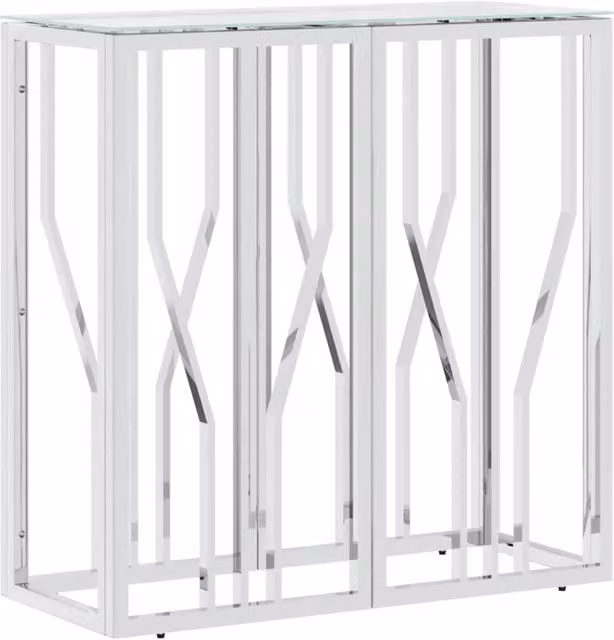 Tavolino Consolle | Tavolo d'Ingresso 70x30x70 cm in Acciaio Inox e Vetro
