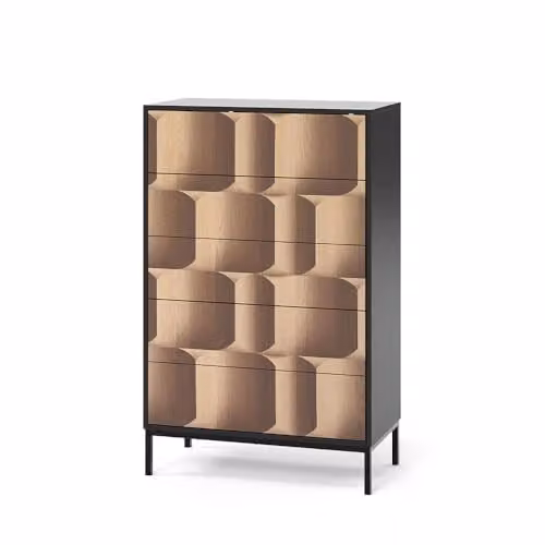 Vicco Cassettiera Eliza, Nero/quercia, 76 x 120 cm