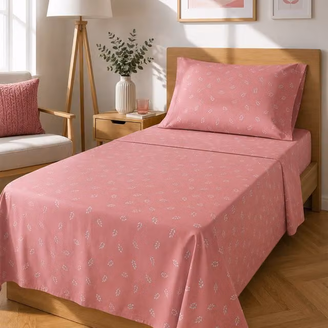 Completo letto singolo foglie corallo