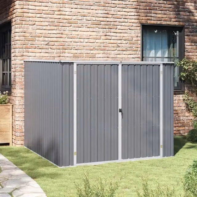 Capanno da giardino Videx in acciaio zincato grigio con tetto a punta e doppia porta L/P/H: 195 x 198 x 159 cm – 1