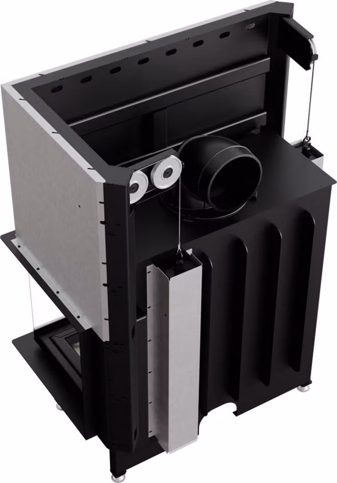 Inserto camino in acciaio KRATKI NADIA destro 14 kW Ø 200 con porta scorrevole con molla della porta