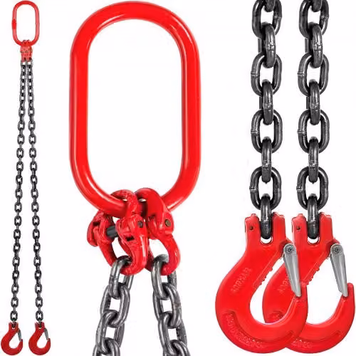 Fionda a catena a doppio braccio VEVOR in acciaio zincato argento, diametro 10 mm, lunghezza 1,5 m, portata 4 T, grado 80
