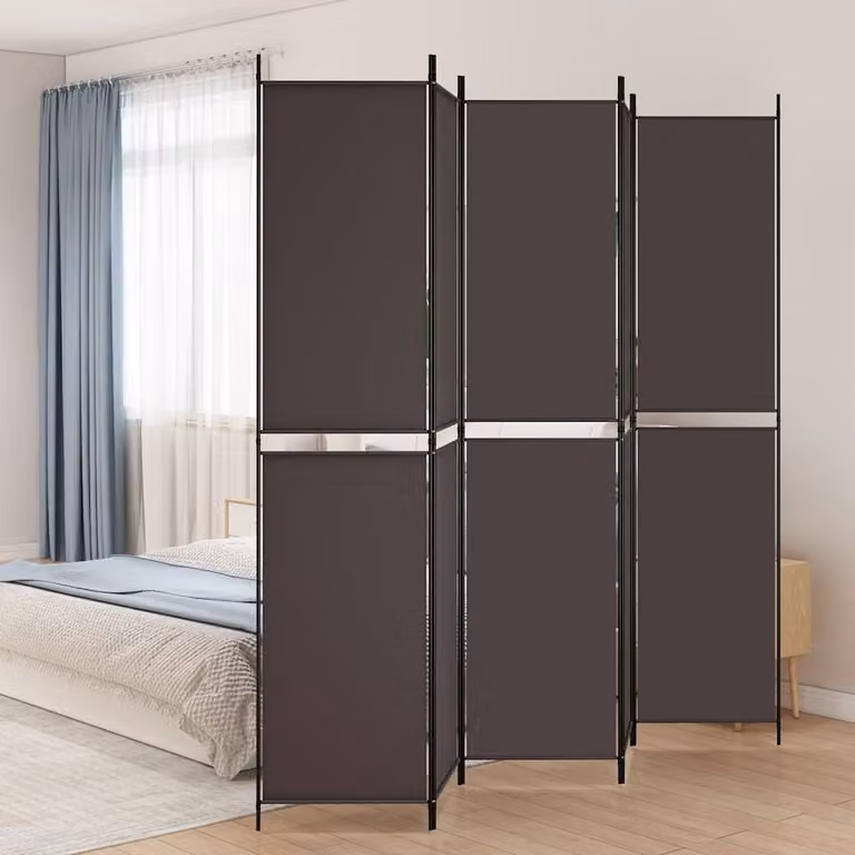 Divisorio a 5 Pannelli vidaXL Marrone in Tessuto L: 250 cm, H: 220 cm