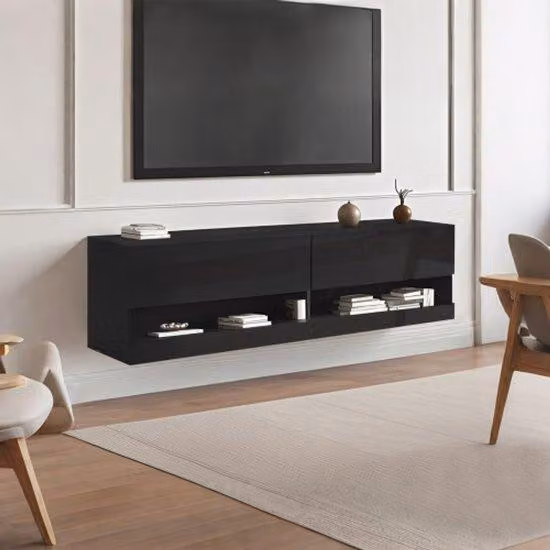 Mobile TV simile a una lampada a LED con regolazione a 7 colori, nero, 140x35x40 cm