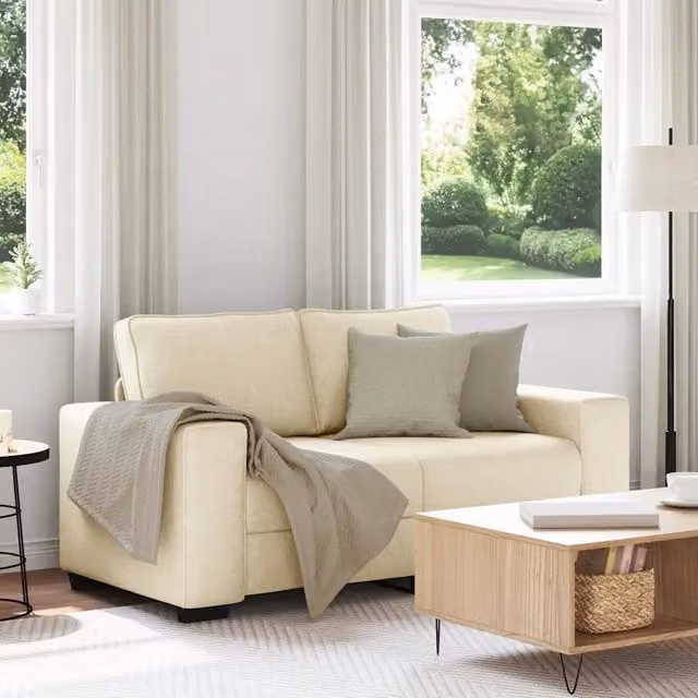 Divano a 2 Posti-Sofa 2 Posti Crema 120 cm in Tessuto 714189