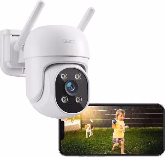 Telecamera di sicurezza per esterni con visione notturna e rilevatore di movimento - Telecamera WLAN 24/7 con audio bidirezionale