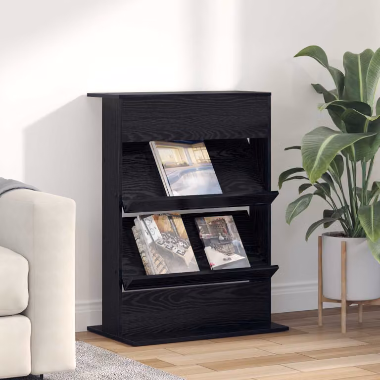 Scaffale per riviste moderno vidaXL in MDF nero L: 70 cm, P: 41 cm, H: 96 cm