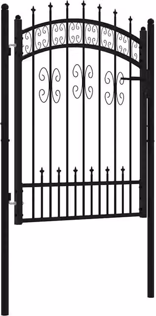 Cancello per recinzione KAMPEN in acciaio con punta a lancia, colore nero, L: 103 cm, H: 125 cm
