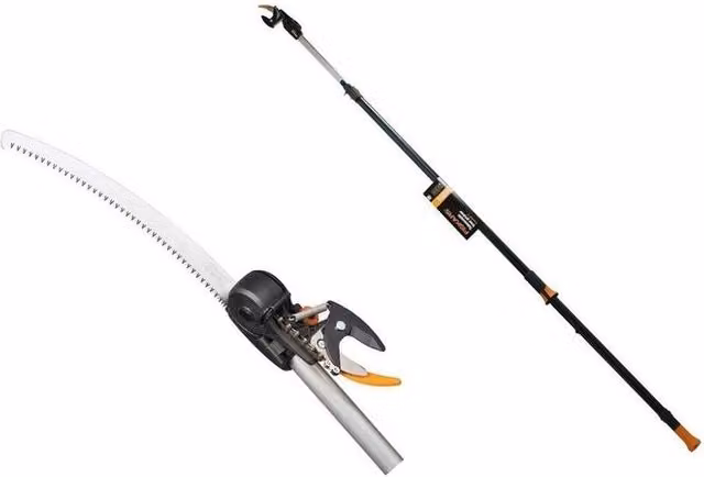Fiskars UPX86 Svettatoio Telescopico Bypass con Seghetto, Taglio 32 mm, Nero Arancione