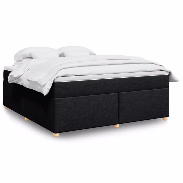 vidaXL Giroletto a Molle con Materasso Ibrido in Tessuto Nero L: 180 cm, P: 200 cm