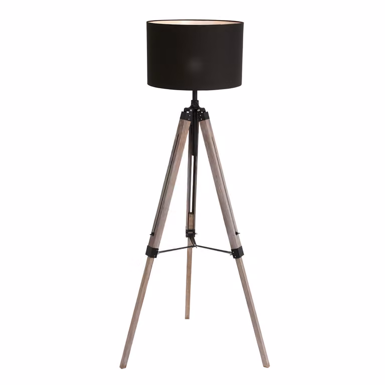 Lampada da terra - nero - Triek - metallo tessile - Ø 75cm - E27 - 7175ZW - Mexlite
