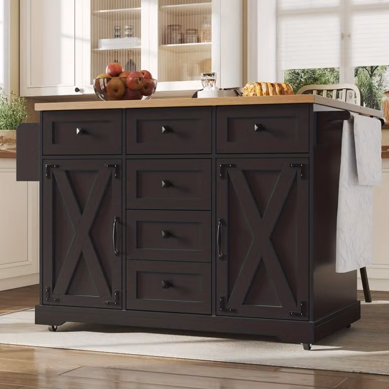 Isola da cucina, mobile contenitore multifunzionale e tavolino laterale con ampio piano di lavoro e design modulare, ideali per soggiorno e sala da pranzo
