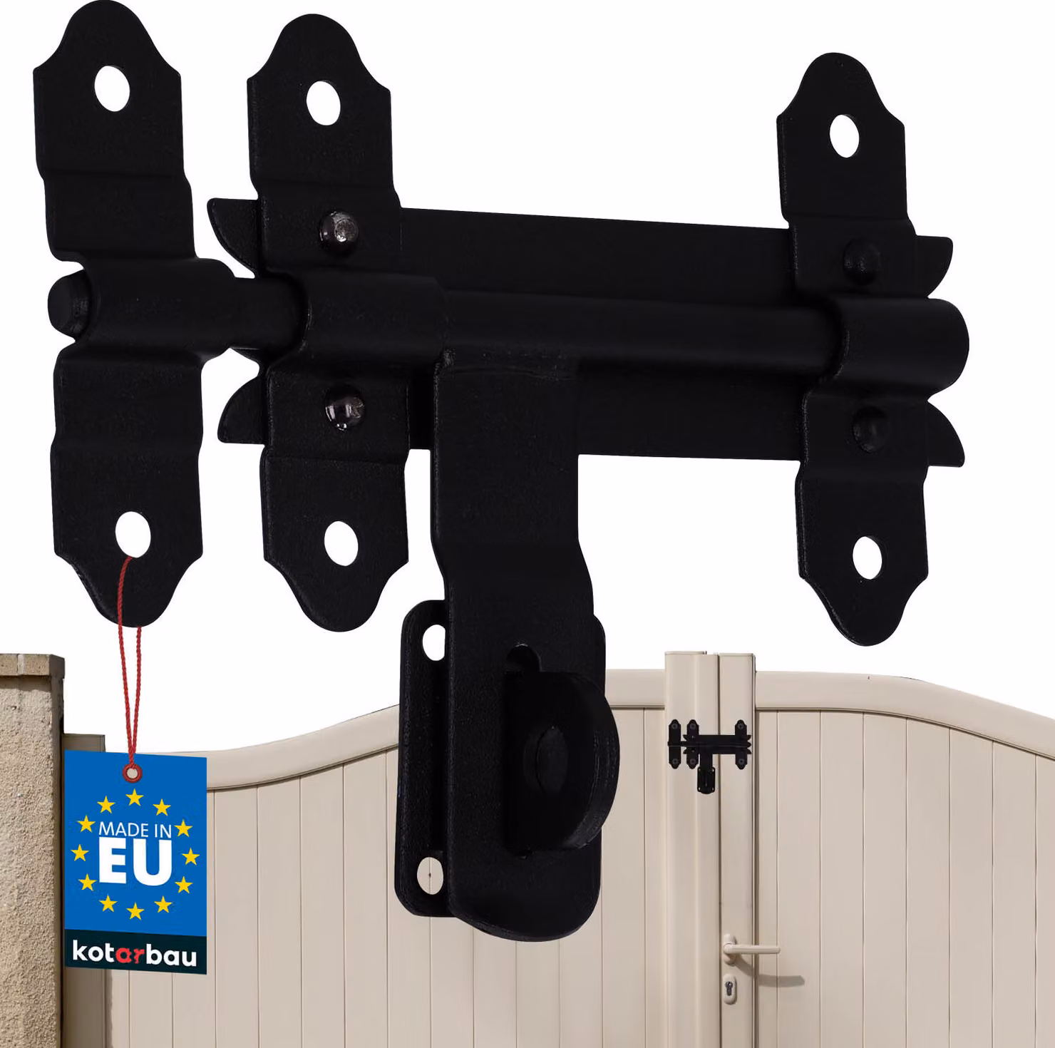KOTARBAU® Catenaccio per porta da garage Catenaccio per porta da garage 150 mm in acciaio verniciato a polvere Catenaccio per porta da giardino Serratura per catenaccio Serratura per porta da garage Piastra di riscontro Serratura per catenaccio Catenaccio