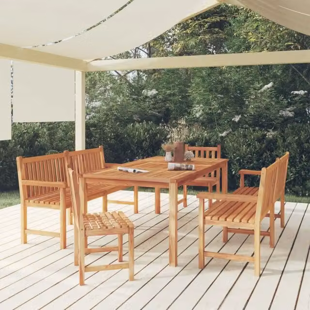 Set da pranzo per giardino vidaXL in legno di teak marrone composto da 5 pezzi – 1