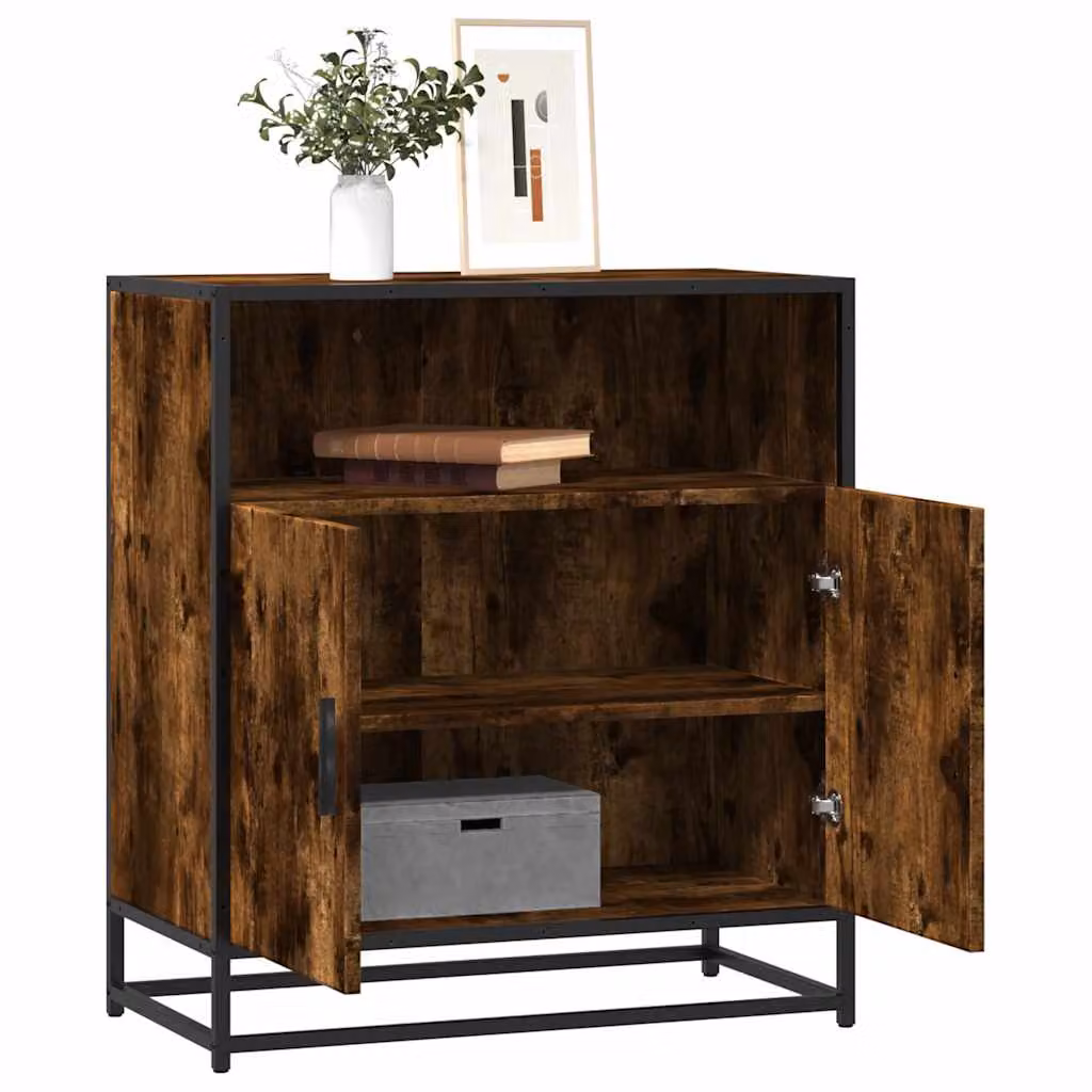 Credenza vidaXL in stile industriale in legno e metallo, colore marrone, L 68 cm x P 35 cm x H 76 cm