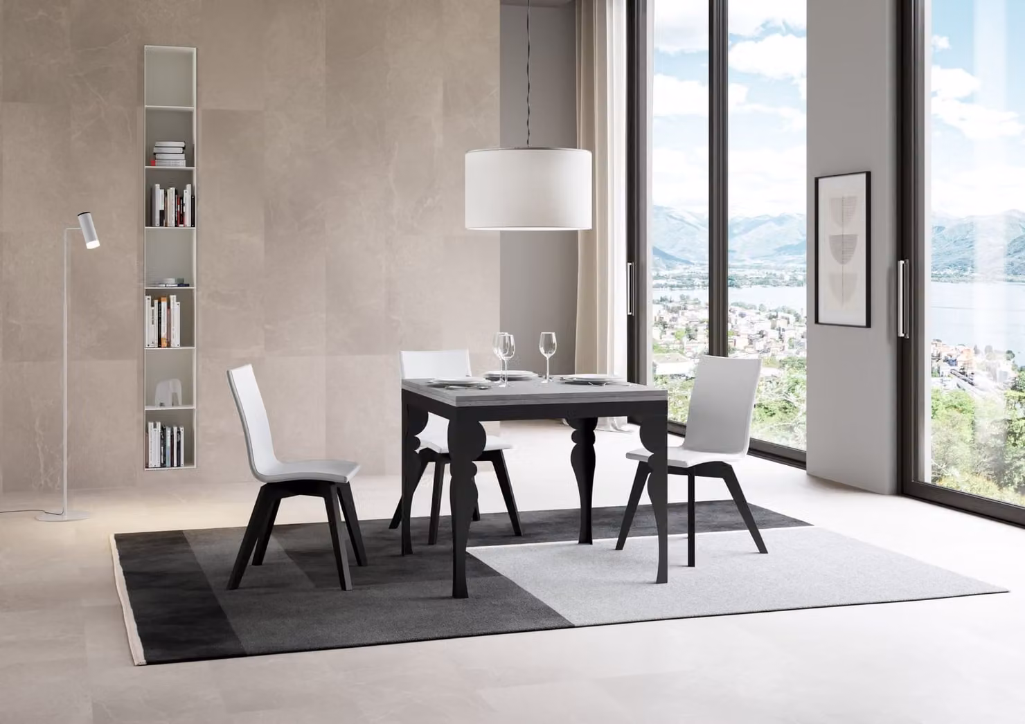 ITAMOBY - Tavolo apribile 90/180x90 cm Paxon Libra cemento telaio antracite