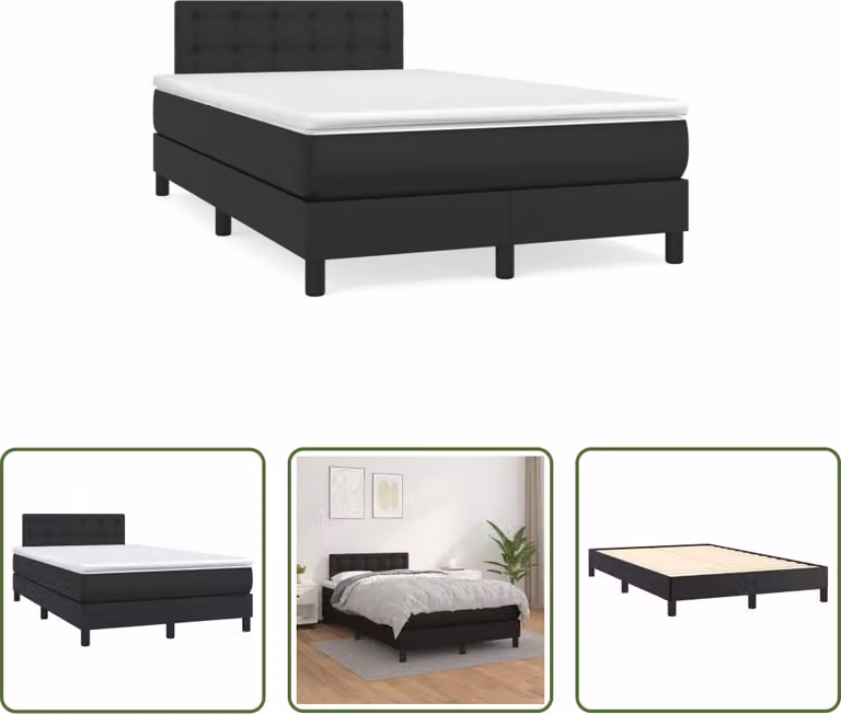 The Living Store Letto a molle con materasso nero 120x190 cm in Pelle finta