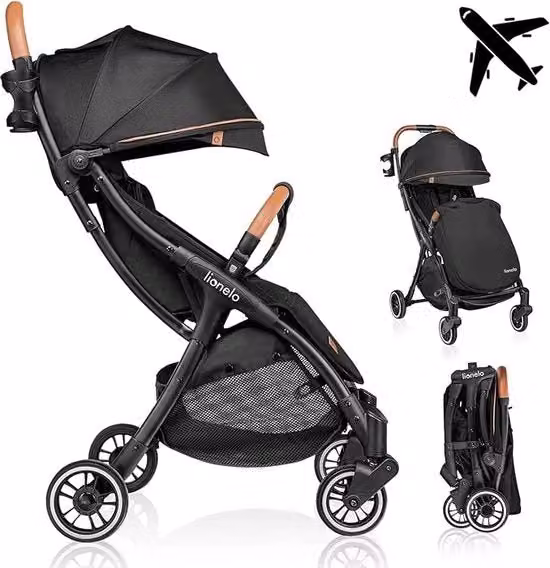 Carrello per bambini 0-4 anni/22kg Leggero e pieghevole Regolazione della schiena dal seduto al dorso e supporto per i piedi Tas, zaino e parasole Ruote con ammortizzatori