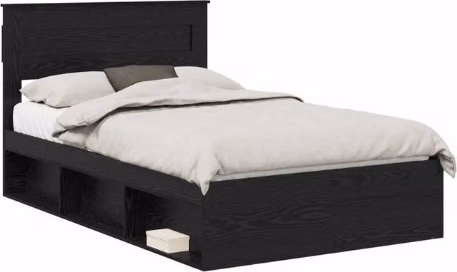 Letto matrimoniale | Letto per adulti | Struttura del letto Nero 135 x 190 cm Pino massello