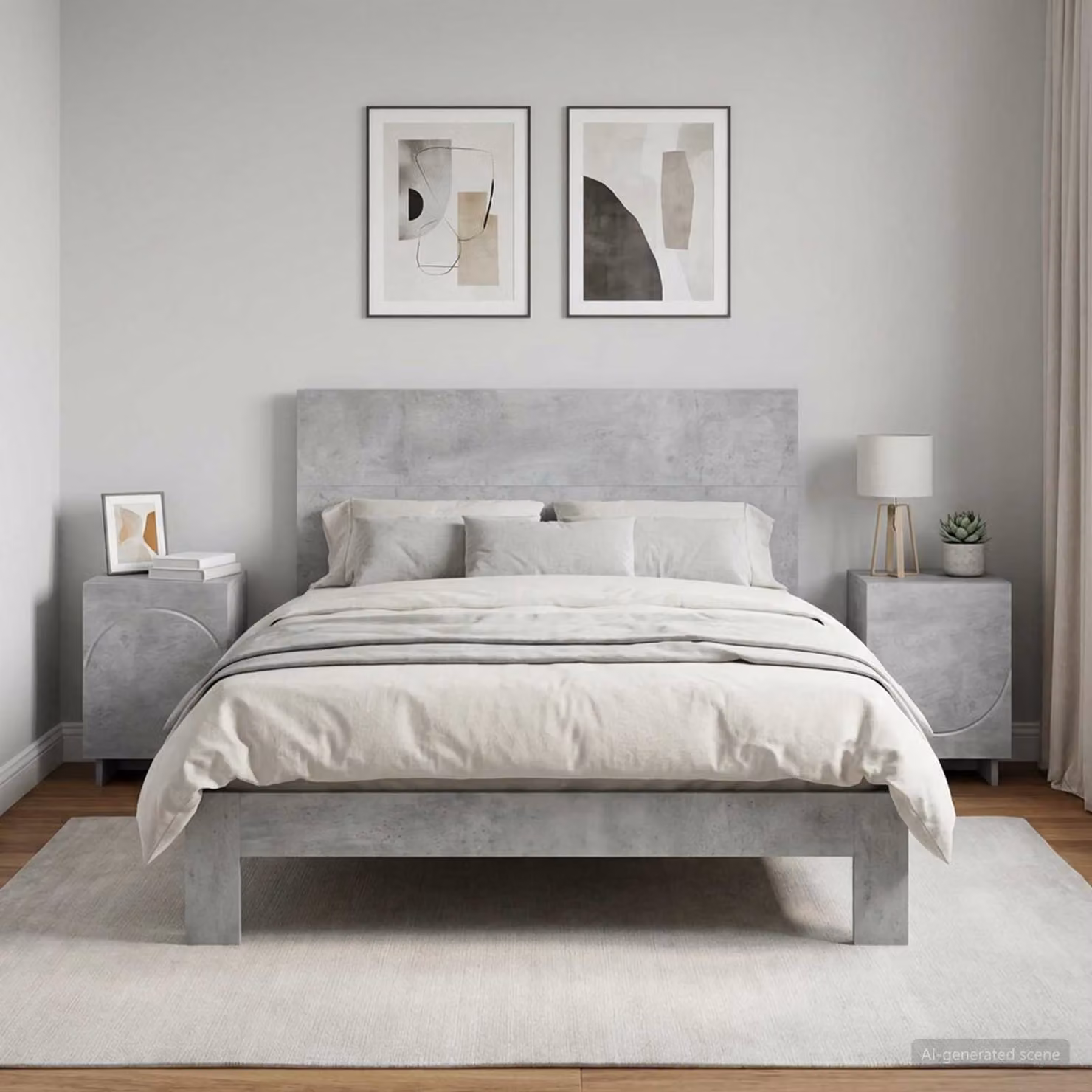 Set di 2 comodini moderni vidaXL in grigio cemento, L 33,5 cm x P 34,5 cm x H 50 cm