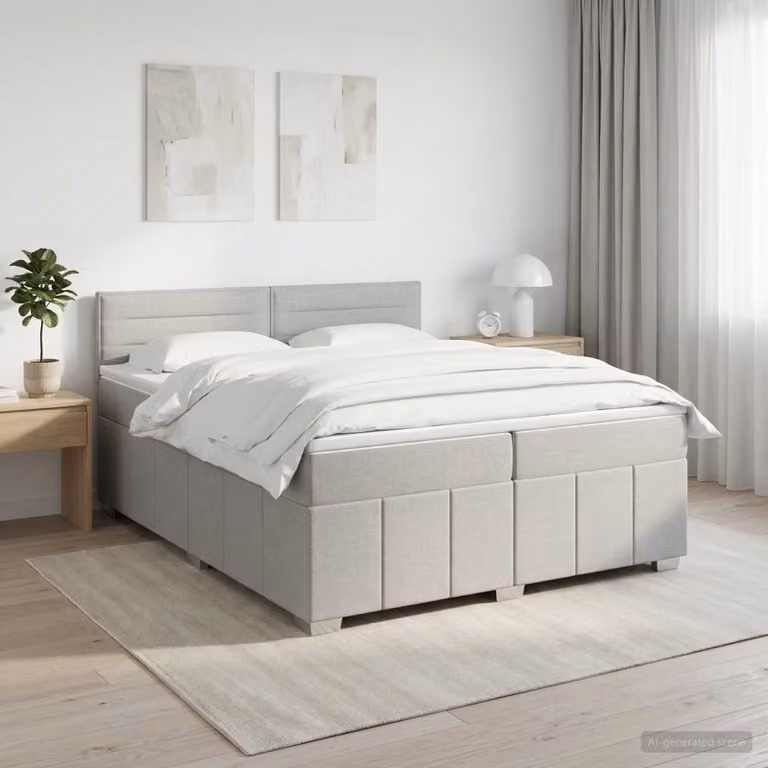 Letto box spring ibrido vidaXL con materasso a molle insacchettate Grigio e Bianco L/P: 200 x 200 cm