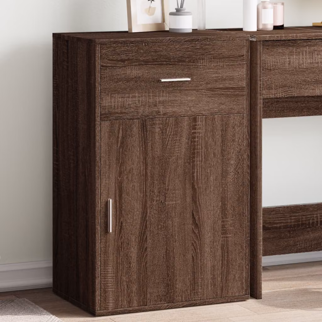 Armadietto a parete vidaXL in legno di rovere marrone con ante e cassetti L/P/H: 56,5 x 39 x 90 cm