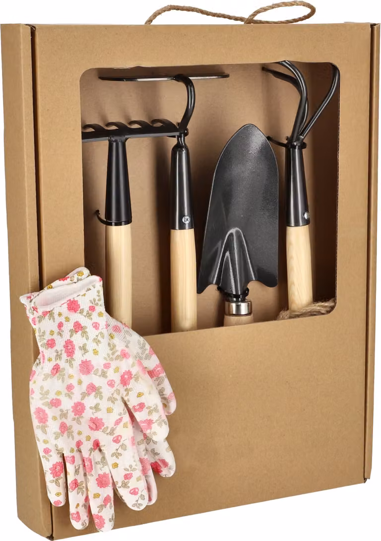 KOTARBAU® set di 5 vanghe rastrello arieggiatore zappa guanti attrezzi da giardino