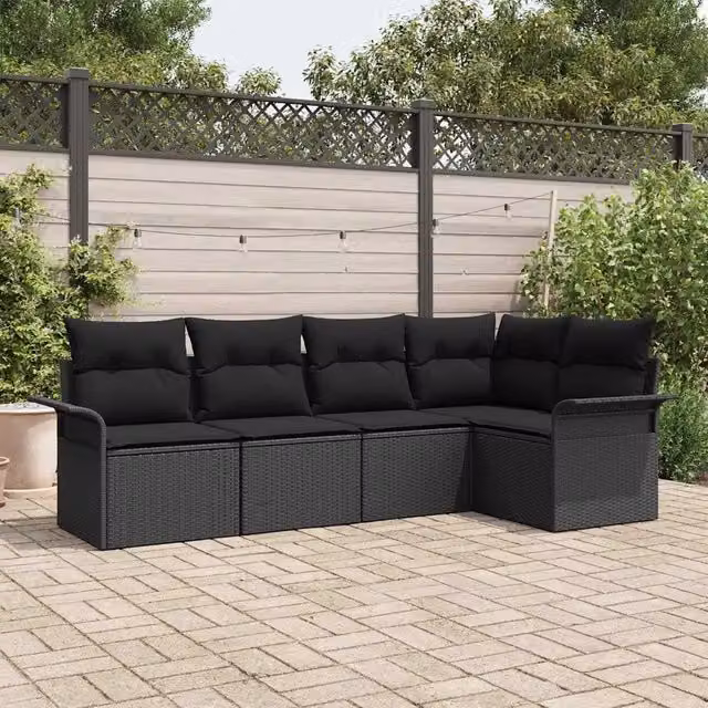 Set Divano da Giardino 5 pz Nero polyrattan 3354032