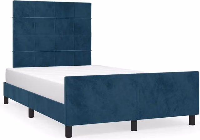 Letto matrimoniale | Letto per adulti | Giroletto senza Materasso Blu Scuro 120x190 cm Velluto