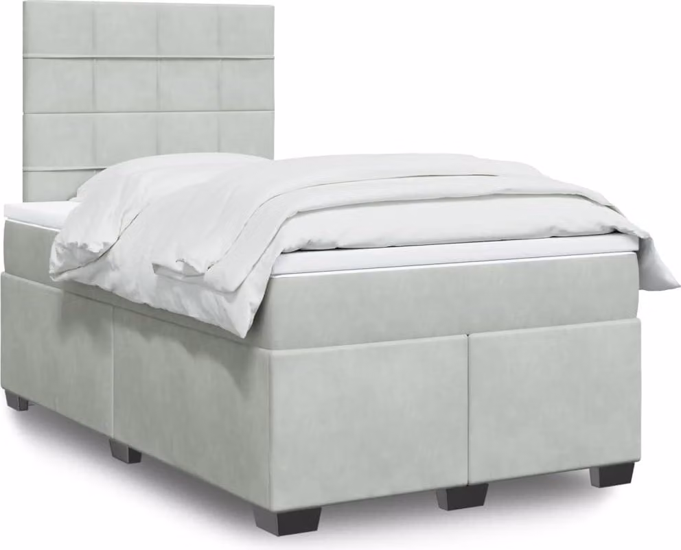 Maison Exclusive - Giroletto a Molle con Materasso Grigio Chiaro 120x190cm Velluto