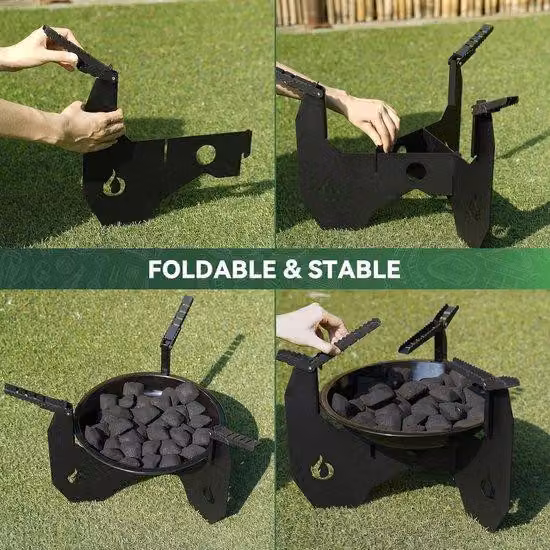 Supporto per barbecue resistente al calore - Piastra per carbone Tragtas - Supporto in acciaio spesso 45x45x305 cm