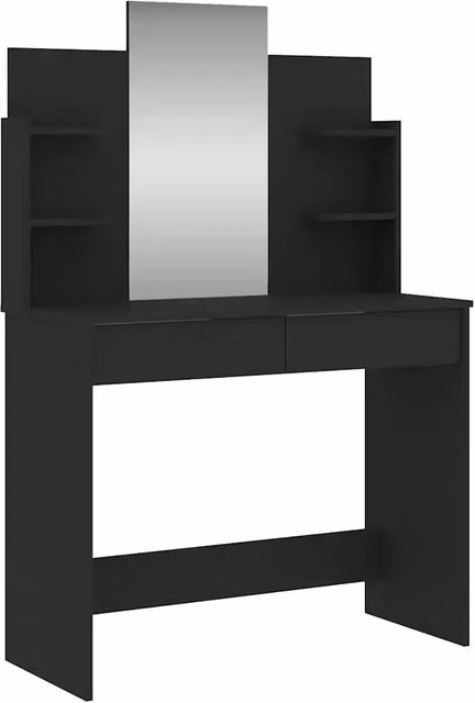 Toeletta con specchio e tavolo da trucco moderna in nero L: 96 cm, P: 39 cm, H: 142 cm