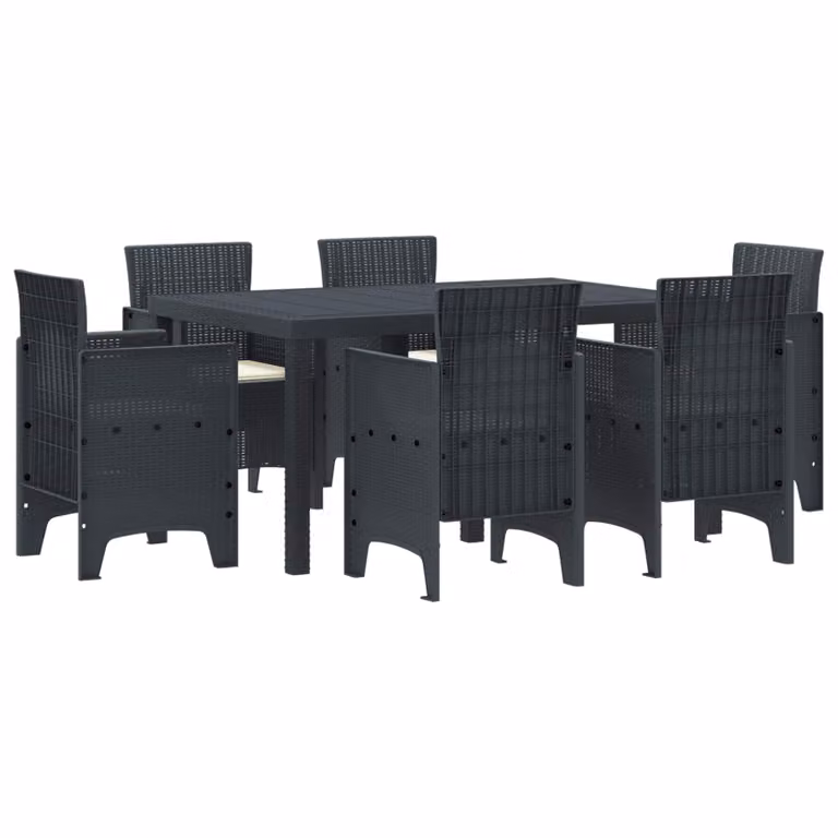 Set da pranzo per giardino e terrazza vidaXL in rattan antracite, 7 pezzi