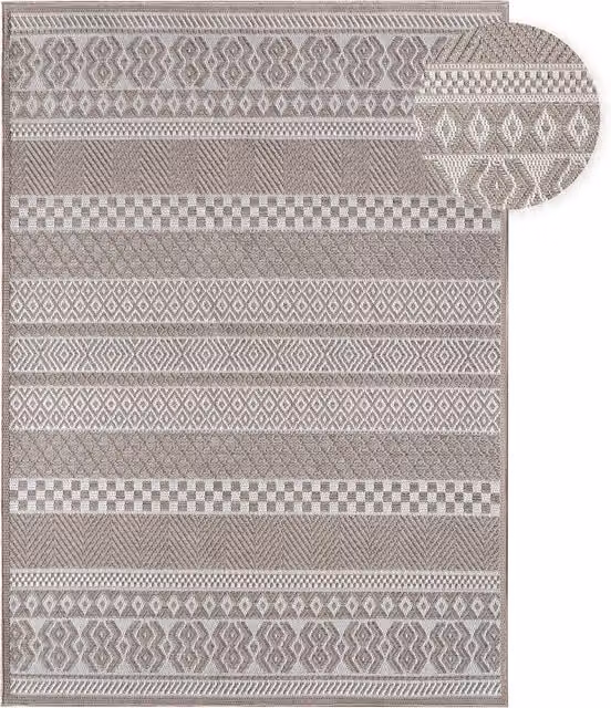 Tappeto Verona beige per interni ed esterni con design geometrico boho, L: 133 cm x P: 190 cm – 1
