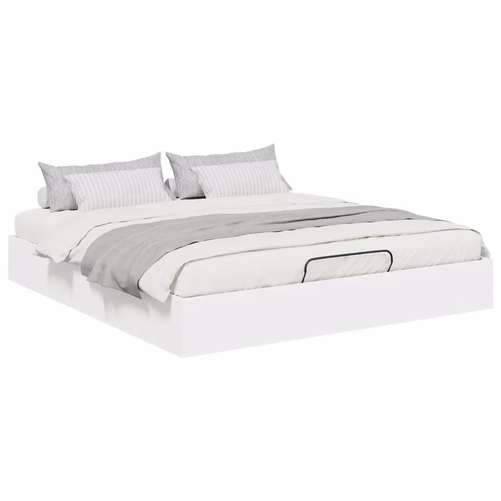 Letto ottomano moderno vidaXL in legno ingegnerizzato bianco L 180 x P 200 cm con base a sollevamento – 2