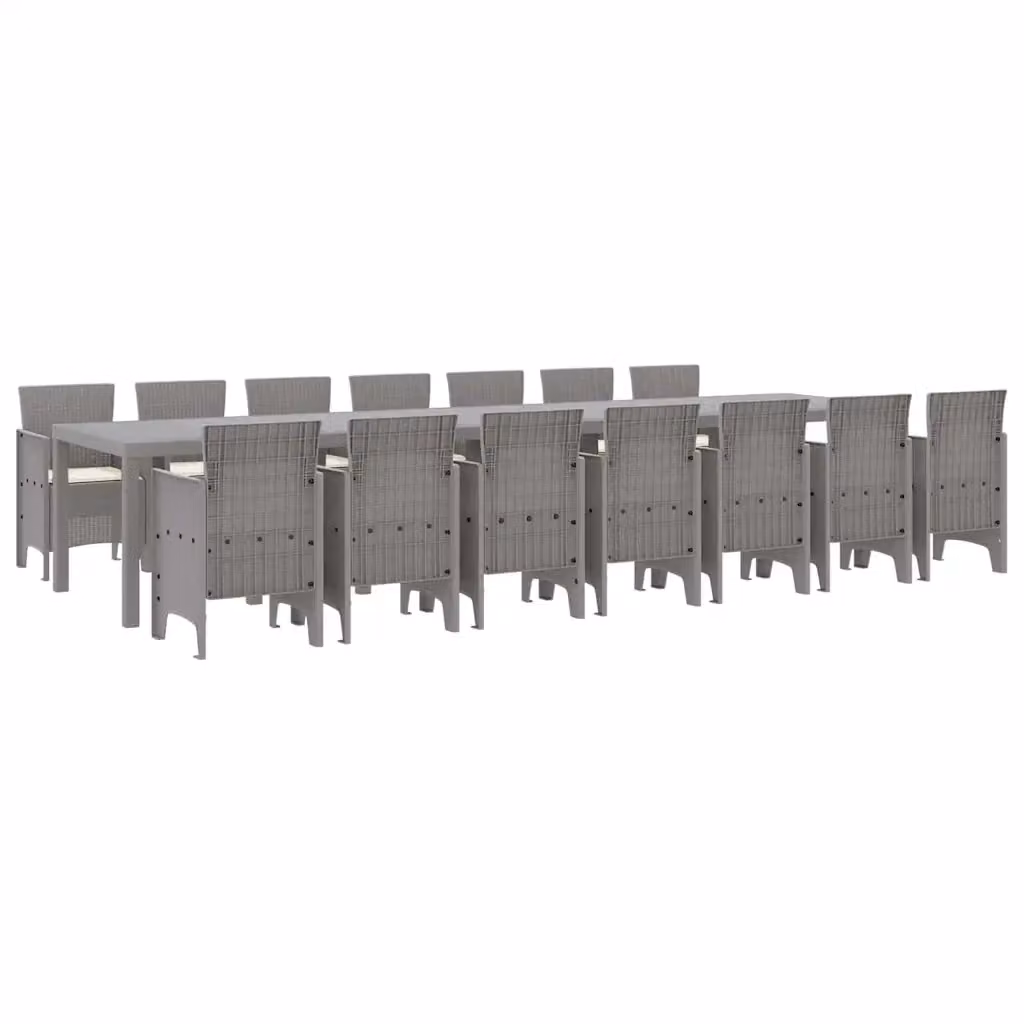 Set da pranzo da giardino moderno vidaXL in rattan grigio con 15 pezzi – 2