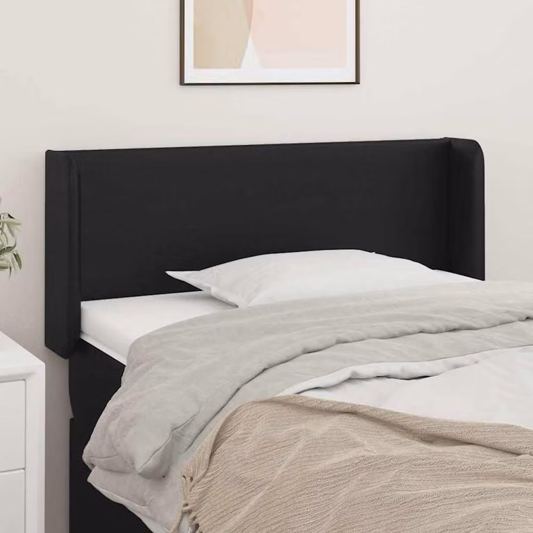 Testiera per letto con design ad orecchio vidaXL in similpelle nera, L: 93 cm, P: 16 cm, H: 78-88 cm