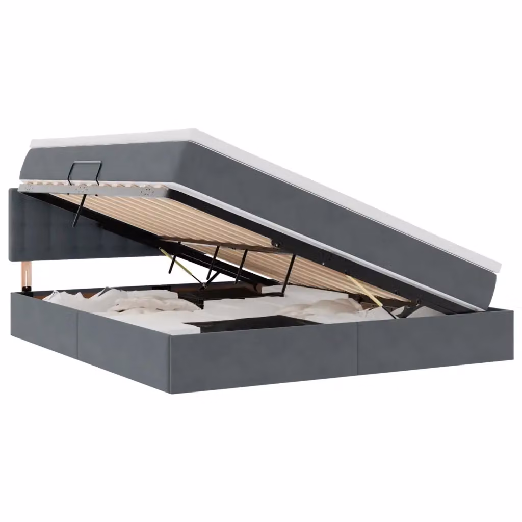 Letto con contenitore e illuminazione LED vidaXL in velluto grigio 160 x 200 cm – 2