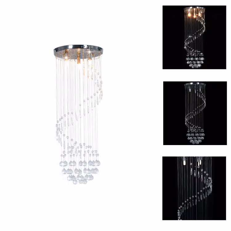 vidaXL Plafoniera con perle di cristallo argento a spirale G9 - Lampade