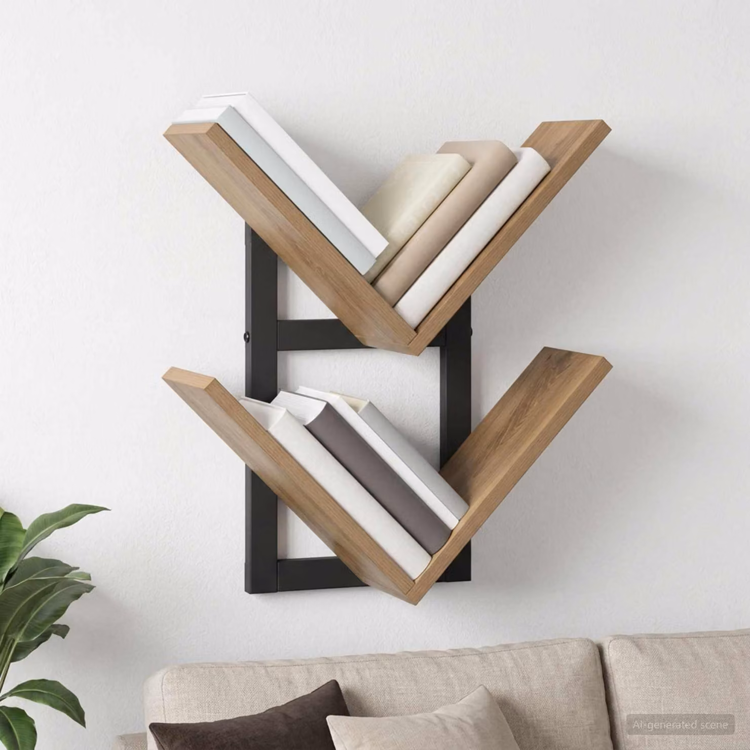 vidaXL Mensola a muro moderna in legno marrone L: 43 cm, P: 15 cm, H: 47 cm